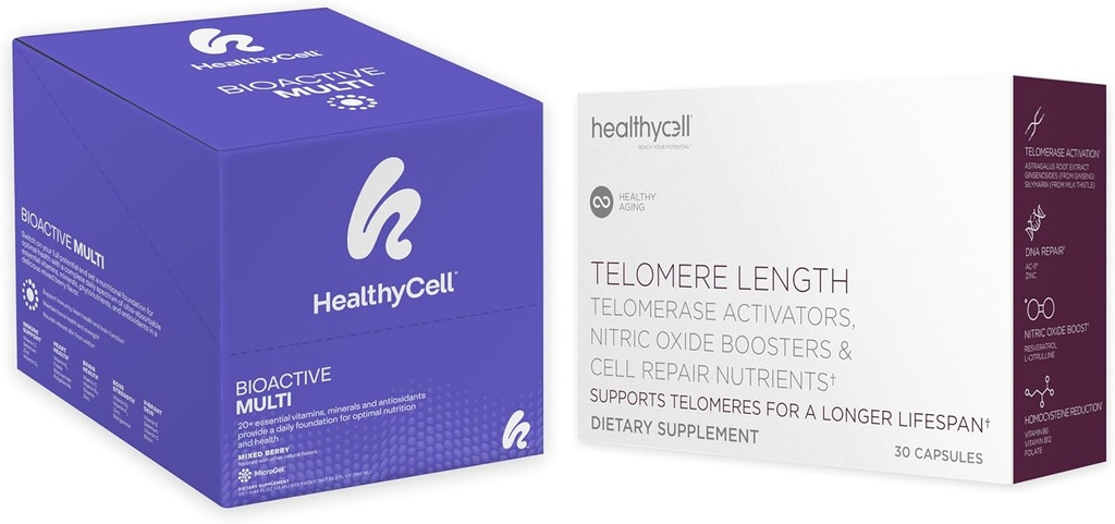 Healthycell Telomere Μήκος Υγιεινή γήρανση συμπλήρωμα + Βιοενεργή πολυβιταμίνη για γυναίκες & άνδρες Bundle