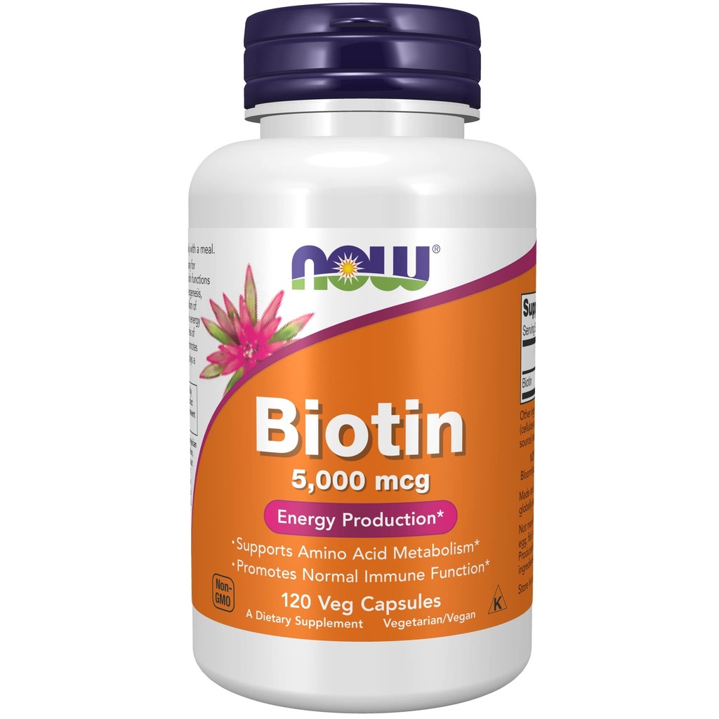 Τώρα τρόφιμα Biotin 5000 mcg κάψουλες, 120 μέτρα