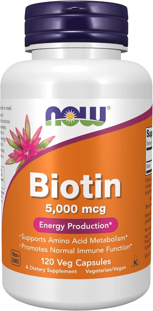 Τώρα τρόφιμα Biotin 5000 mcg κάψουλες, 120 μέτρα