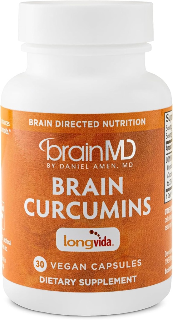 BRAINMD Brain Curcumins - 30 Vegan Capsules - with Longvida Curcumin - Gluten Free - 30 Servings