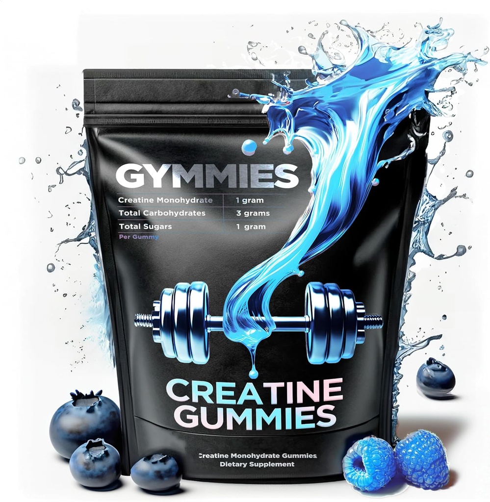 Creatine Monohydrate Gummies - μυϊκή ανάπτυξη, απόδοση, αντοχή - 5 Gram Createine per Serving - Vegan, μη GMO, Gluten-free, Made in USA - 90ct (90 Count, Sour Blue Raspberry)