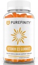 PUREFINITY Βιταμίνη D3 5000 eu Gummies – Το ημερήσιο συμπλήρωμα βιταμίνης D για την υγεία των οστών, την ανοσοποιητική υγεία και την κοινή μυϊκή υποστήριξη για ενήλικες & παιδιά – Χωρίς γλουτένη, μη-GMO – 60 Veggie Gummies