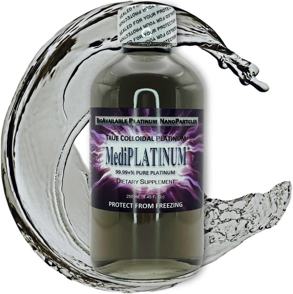 Mediplatinum Gut Booster True Colloyal Platinum PtNP Συμπλήρωμα διατροφής - 250 mL (8,45 fl Oz) σε σαφές γυάλινο μπουκάλι