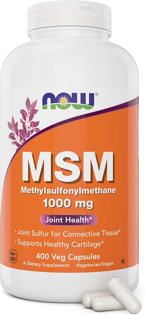 Τώρα MSM 1000mg Veg κάψουλες, 400 Count Methyl-Sulphonyl-methane, Made in USA, Sulfur Supplement, Non-GMO, Vegan Vegan Vegetarian Friendly