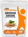 BulkSupplements.com American Ginseng Extract Powder - Ginseng Supplement, Βότανο Συμπληρώματα - Χωρίς γλουτένη, 1g ανά Σερβίρισμα, 1kg (2,2 lbs) (πακέτο των 1)
