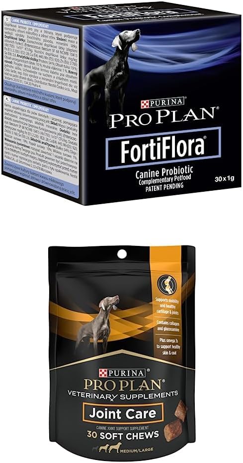 Bundle of Purina Pro Plan Κτηνιατρικά Συμπληρώματα FortiFlora Dog Probiotic Supplement, - 30 ct. Κουτιά + Purina Pro Plan Κτηνιατρικά Συμπληρώματα Κοινή Φροντίδα για Μεγαλόσωμους Σκύλους Hip και Joint