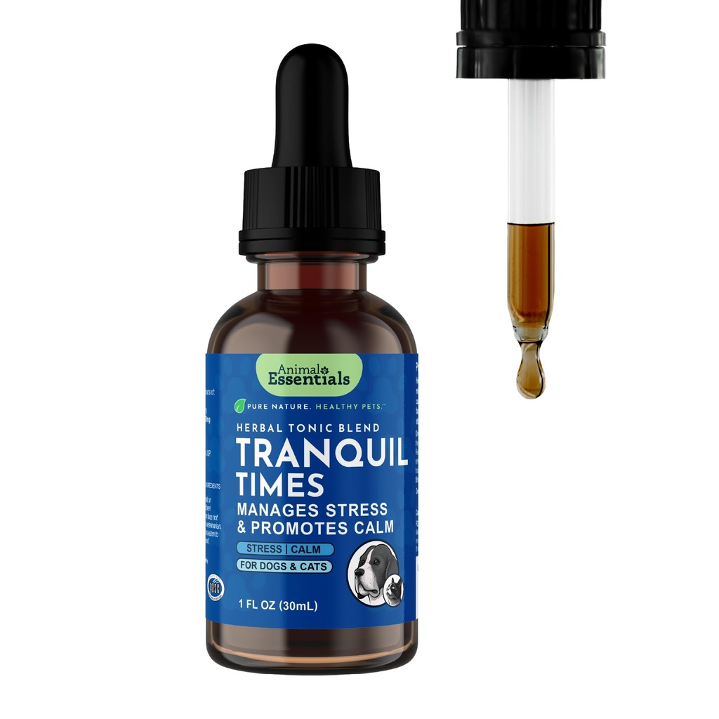Animal Essentials Tranquility Blend for Dogs & Cats - συμπλήρωμα ηρεμίας, ρίζα βαλεριάνας, σταγόνες υγρού, φυτική φόρμουλα - 1 Fl Oz