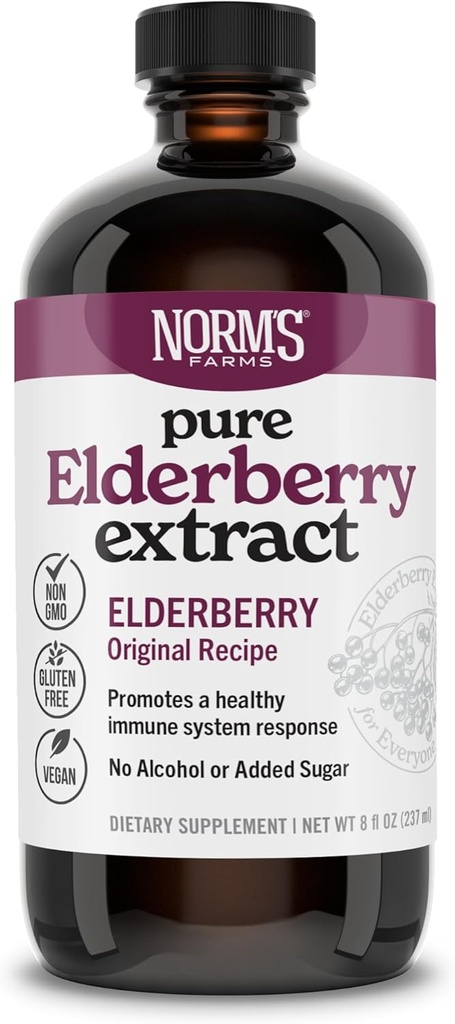 Norm's Farms Pure Elderberry Extract - Made from Only Elderberries in USA - Immune, Antioxidant Support, No Added Sugar, Πρόσθετα, Vegan, Gluten-free, Non-GMO, Elderberry Tincture Alcohol Free - 8 Oz