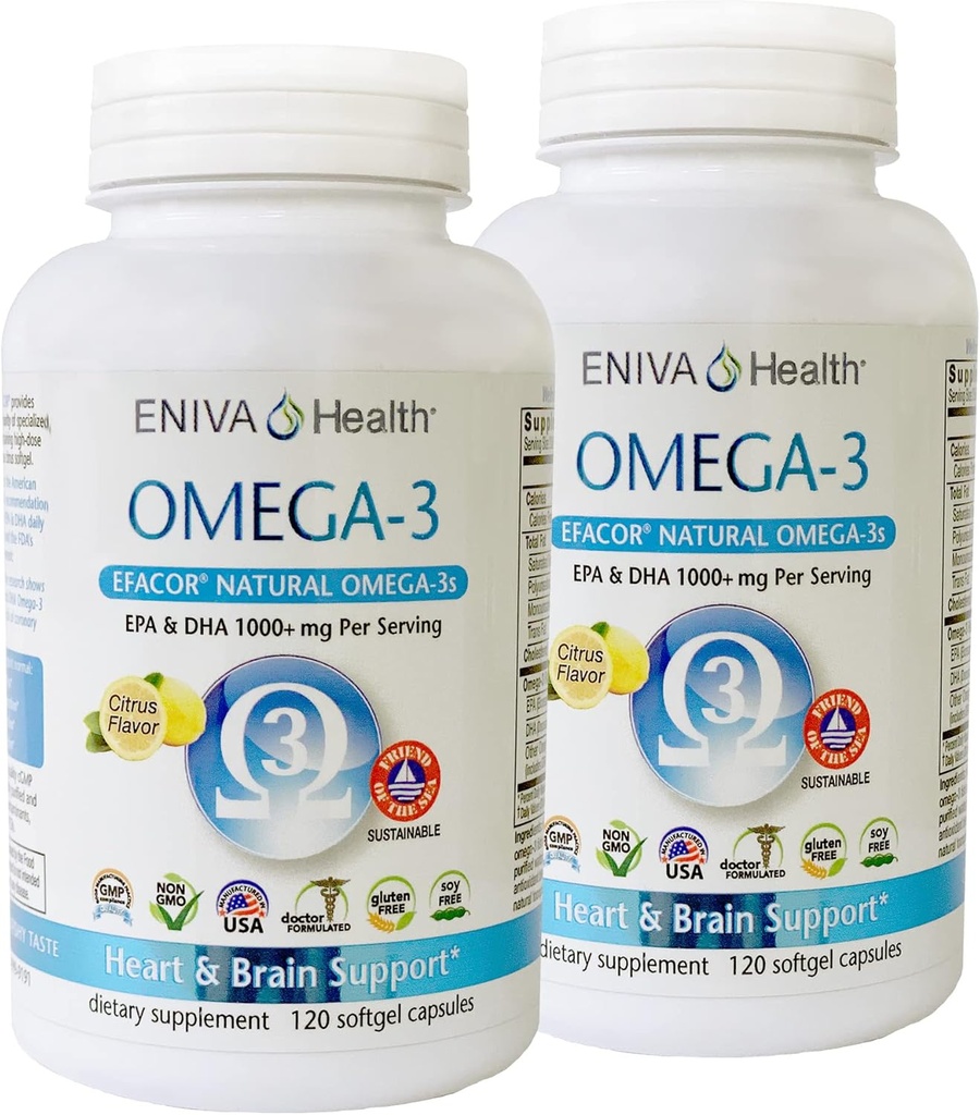 Eniva Omega-3 ιχθυέλαιο υψηλής EPA/DHA Premium ιχθυέλαιο ημερήσιο συμπλήρωμα 2 συσκευασίας (240 caps)