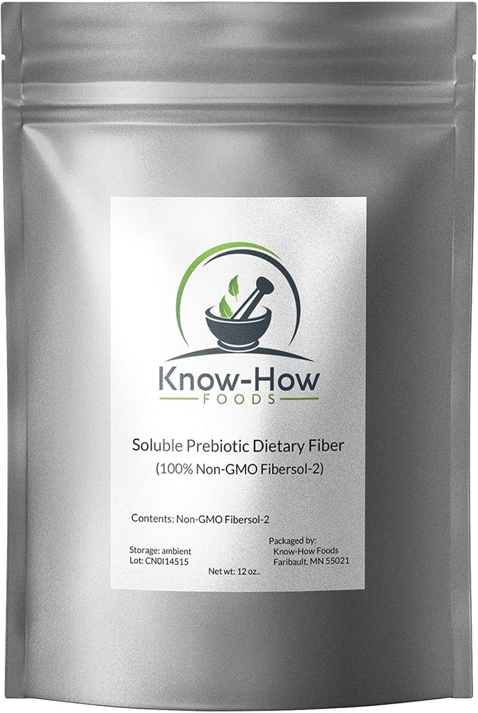 Know-How Foods Προβιοτικές Διαιτητικές Ίνες (Non-GMO) Κατασκευασμένες 100% με Fibersol-2: 12 oz Pouch