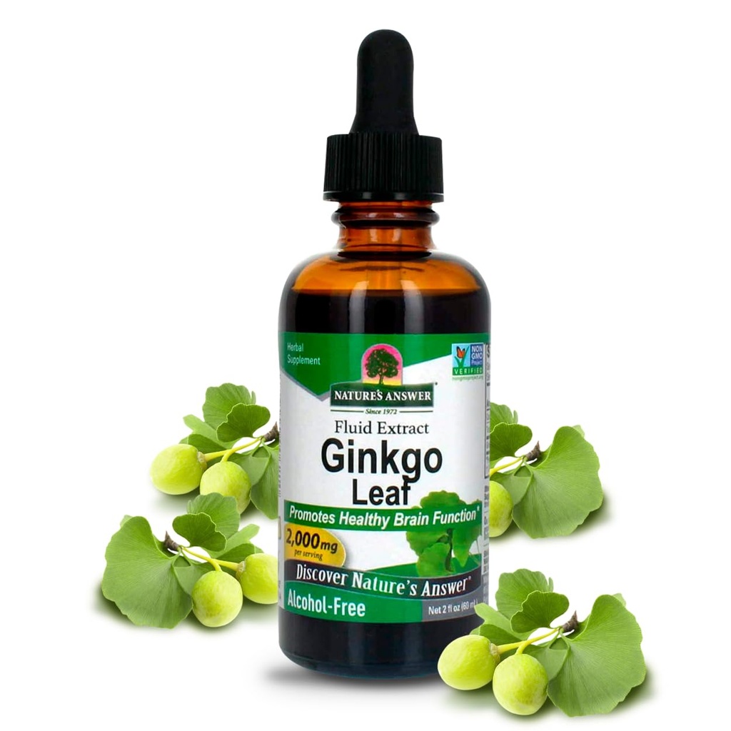 Απάντηση της φύσης χωρίς αλκοόλ Ginkgo Leaf 2000mg 2oz Extract 