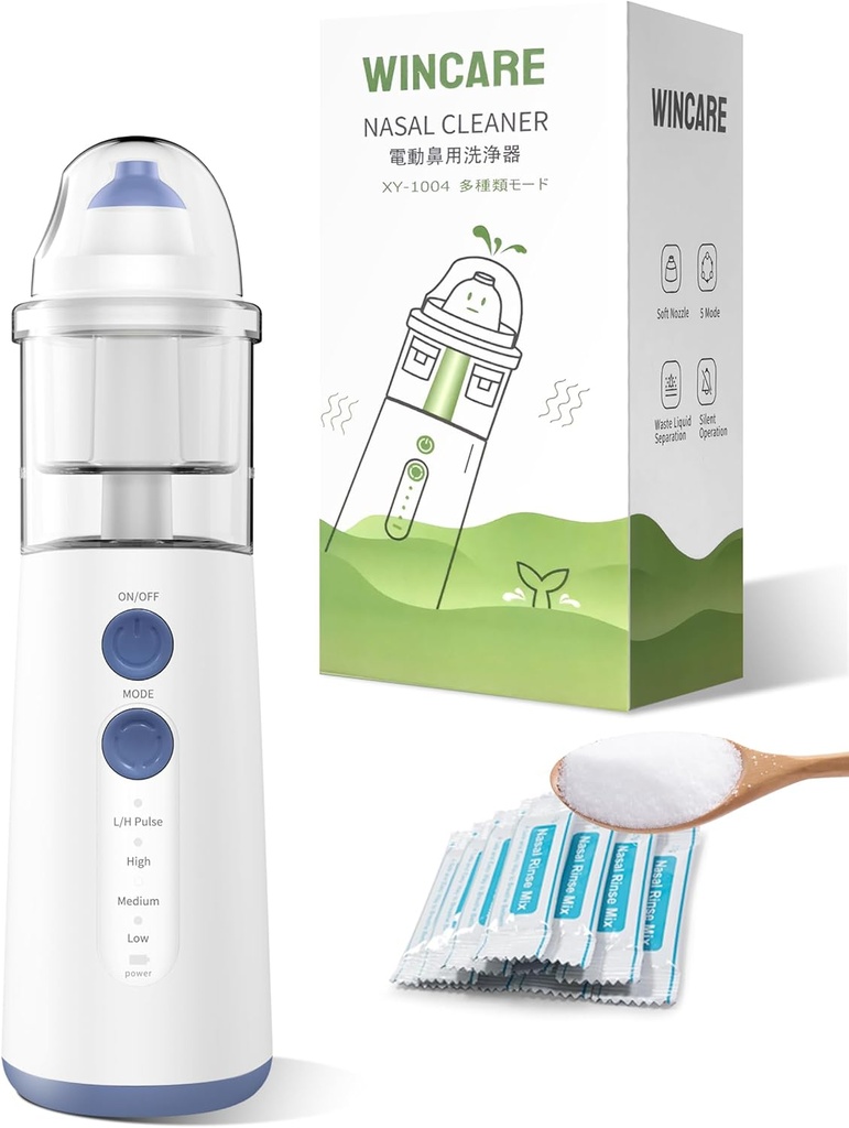 Ρινική φροντίδα για Sinus Relief Μύτη καθαριστικό, Sinus Rinse Kit με 10 Σακάκια Αλάτι, Φορητό Nasινικό Σύστημα Άρδευσης για Παιδιά και Ενήλικες, Powered Sinus Cleaner Alternatives to Neti Pot(Blue