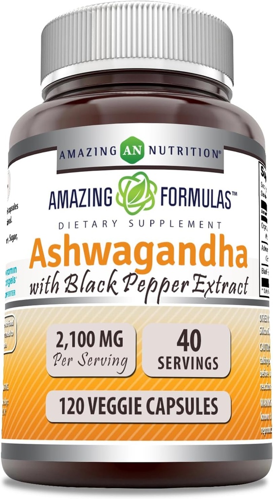 Amazing Formulas Ashwagandha Root with Black Pepper Extract Supplement 