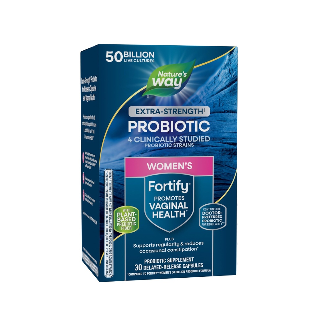 Nature's Way Fortify Extra Strength Women’s Probiotic 50 Billion CFU, Potent Multi-Strain Probiotic for Digestive, Vaginal and Immune Support*, Once-Daily Capsule, 30 Capsules