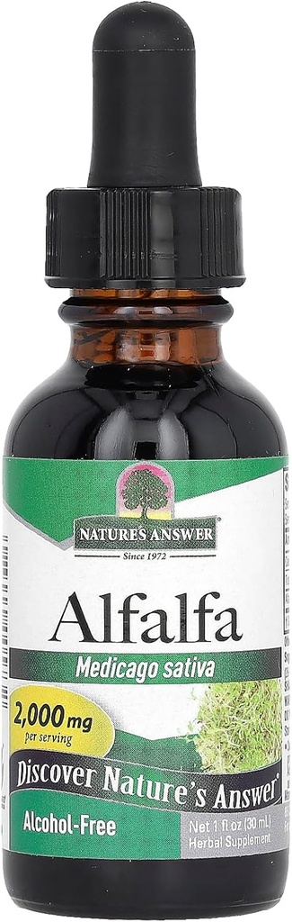 Nature's Answer Alcohol-Free Alfalfa Herb Extract, 1-Fluid Ounce Supports Immune System, Blood, Digestion, Energy Levels - Helps with Detoxification
