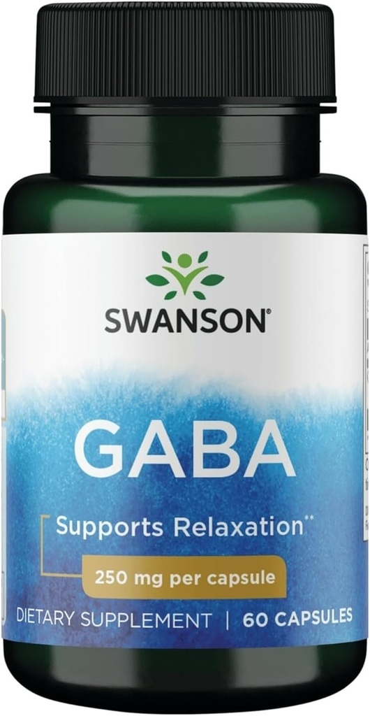 Swanson GABA Gamma Amino Acidbutyric Acid 250 Milligrams 60 Capsules