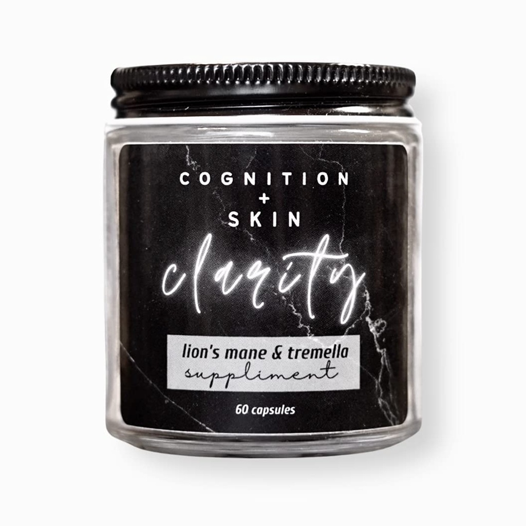 Lion's Mane & Tremella Mushroom Ανδρική Φροντίδα Ακμή Συμπλήρωμα: Γνωστικότητα + Δερμάτινη CLARITY - Θεραπεύστε το δέρμα σας από within! (Vegan)