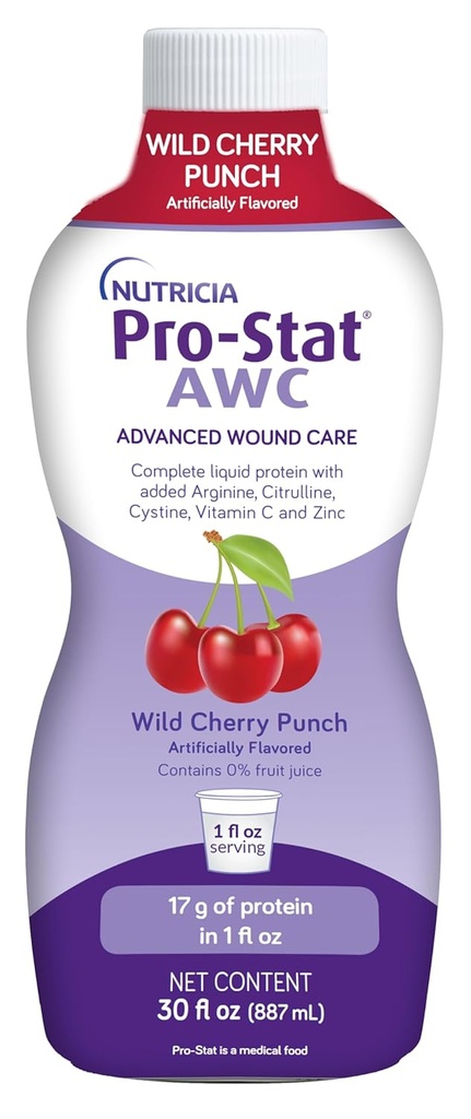 Pro-Stat Advanced Wound Care (AWC), Concentrated Liquid Protein Medical Food - Wild Cherry Punch Flavor, 30 Fl Oz bottle