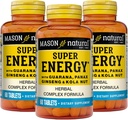 MASON NATURAL Super Energy, Made with Guarana, Panax Ginseng & Kola Nut for Optimal Performance & Energy, 90 Day Supply, 60 Tablets (Pack of 3)