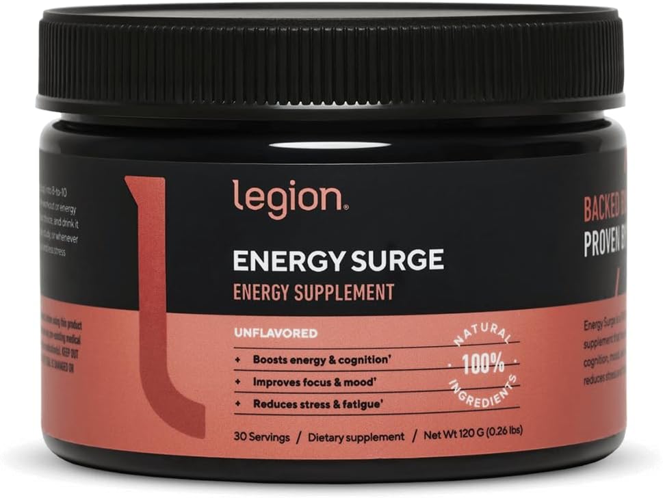 LEGION Energy Supplement - Άγευστη Energy Drink Powder - Caffeine Powder with Taurine & Vitamin B Complex - Φυσικώς γλυκασμένη Energy Powder for Healthy Energy Drinks (120g)