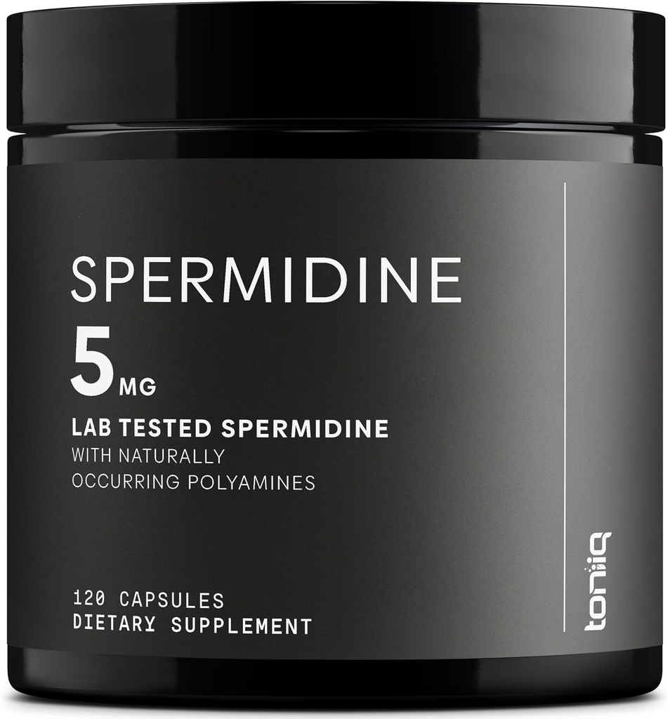 Toniiq Ultra συμπυκνωμένο 500mg Spermidine συμπληρώματα για άνδρες και γυναίκες - Μη-συνθετική σπερμιδίνη Τυποποιημένη σε Όχι λιγότερο από 1% - 5mg ανά σερβίροντας εκχύλισμα ρυζιού