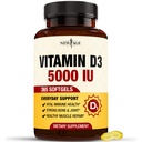 NEW AGE Vitamin D3 5000 IU 125mcg Softgels - Υποστήριξη για την Ανοσολογική Υποστήριξη, Ισχυρή Υγεία των Οστών - Μη-ΓΤΟ, Χωρίς Γλουτένη, Γαλακτο-ελεύθερος, 1 έτος προσφοράς (360 Softgels (Pack of 1))