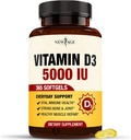 NEW AGE Vitamin D3 5000 IU 125mcg Softgels - Υποστήριξη για την Ανοσολογική Υποστήριξη, Ισχυρή Υγεία των Οστών - Μη-ΓΤΟ, Χωρίς Γλουτένη, Γαλακτο-ελεύθερος, 1 έτος προσφοράς (360 Softgels (Pack of 1))