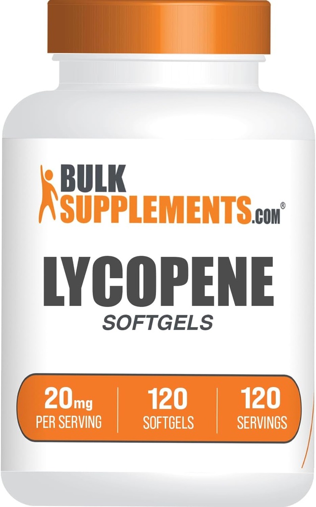BulkSupplements.com Lycopene Softgels - Lycopene Supplement, Antioxidants Supplement - Gluten Free, 1 Softgel per Serving (20mg), 120 Softgels (Pack of 1)