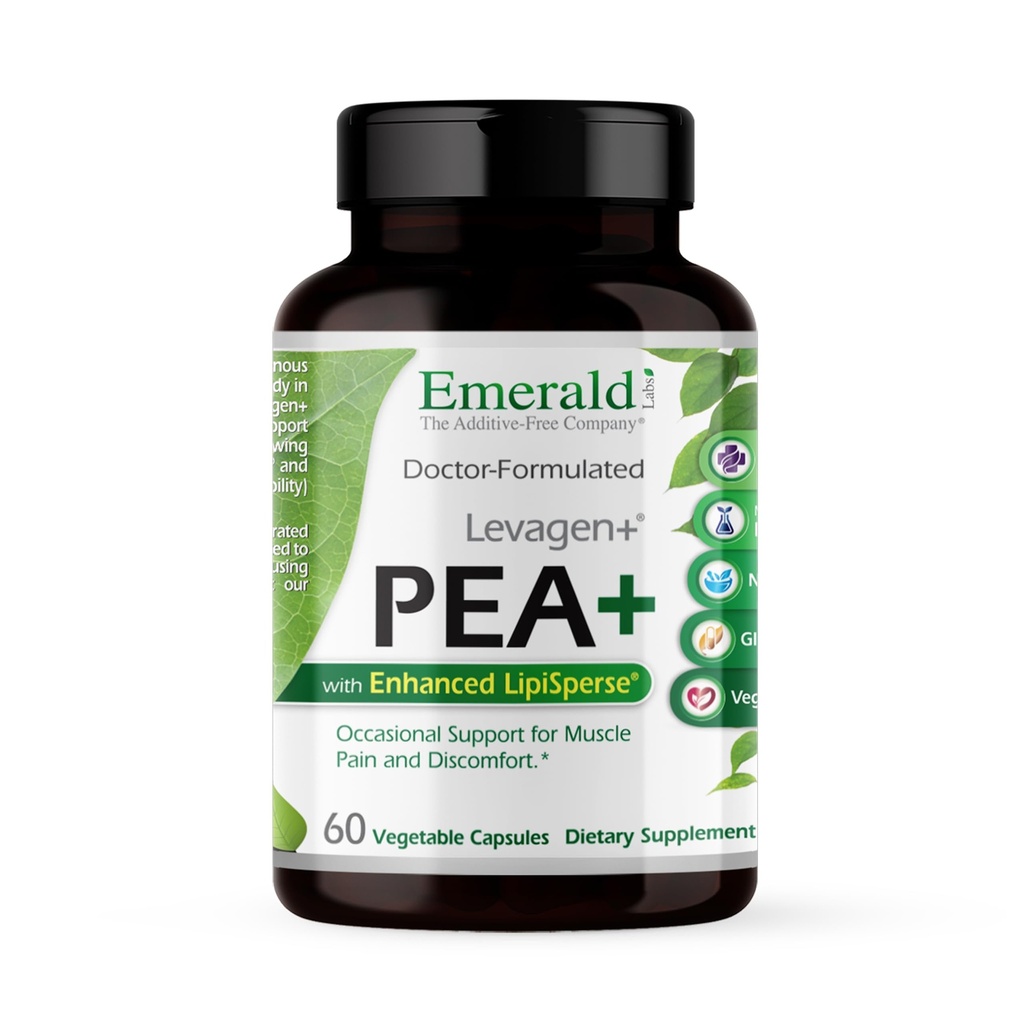 Emerald Laboratories Pea+ with Levagen+ - Υποστηρίξτε την κοινή & μυϊκή υγεία με Meriva Curcumin, OptiMSM & Levagen+ Pea* - Μη-GMO, Vegan, Χωρίς γλουτένη - 60 κάψουλες λαχανικών