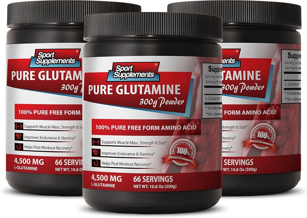 Booster εγκεφάλου και μνήμης - καθαρή σκόνη GLUTAMINE 4.500MG - Ανοσολογική υποστήριξη, συμπλήρωμα σκόνης γλουταμίνης, συμπληρώματα ενισχυτή ενέργειας, l glutamine πριν προπόνηση, l Glutamine Post προπόνηση 3 μπουκάλι (900g)