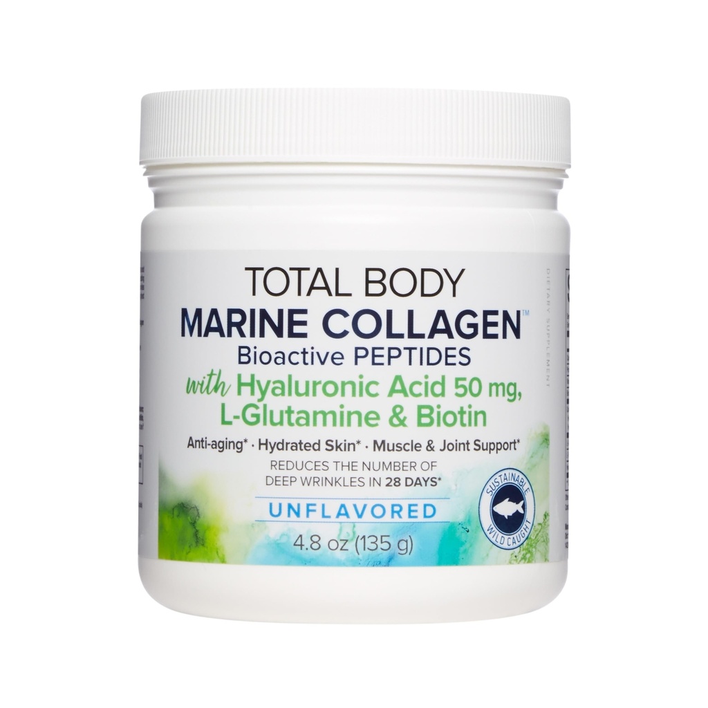 Φυσικοί Παράγοντες Total Body Marine Collagen, Bioactive Peptides Powder for Healthy Skin, Hair & Joints, Unflavored, 4.8 Oz