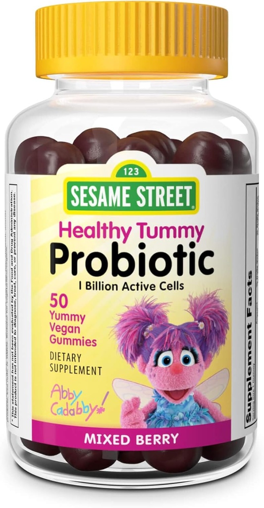 Webber Naturals Sesame Street Healthy Tummy Probiotics for Kids, 1 Δισεκατομμύρια Ενεργά Κύτταρα ανά Gummy, 50 Gummies, για Digestive Health, Χωρίς Γλουτένη, Γαλακτοκομικά, Φυστίκια & Ζελατίνη, Vegan