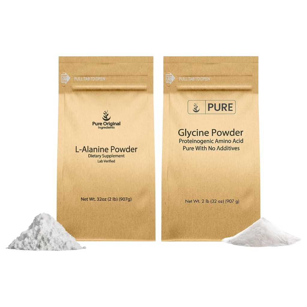 PURE ORIGINAL INGREDIENTS L-Alanine & Glycine Powder Bundle (2 lb Each), Supplement Powders, Pure & Undiluted
