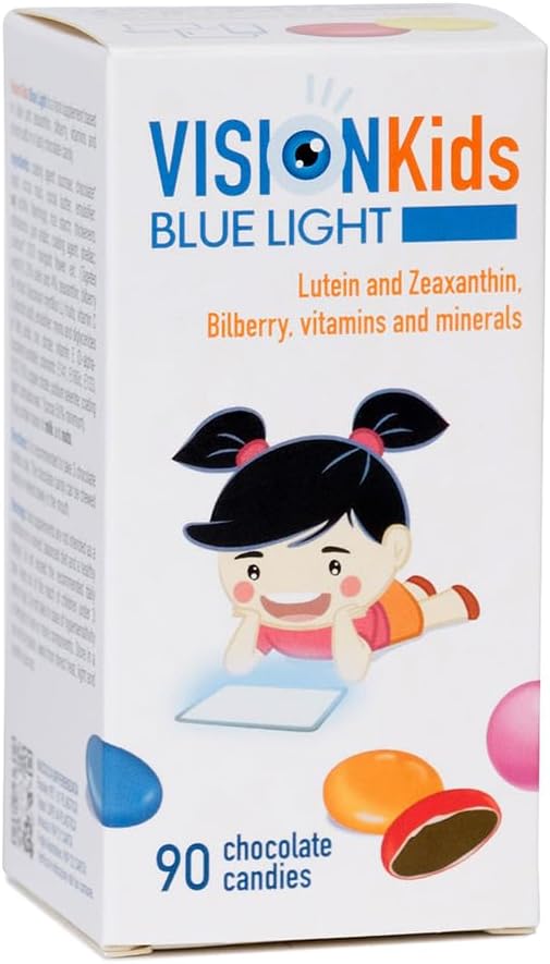 OMEGOR Lutein και Zeaxanthin συμπλήρωμα για τα μάτια των παιδιών (60 σοκολάτα Dragèes) - Vision Kids Blue Light Eyesight συμπλήρωμα για την προστασία Retina