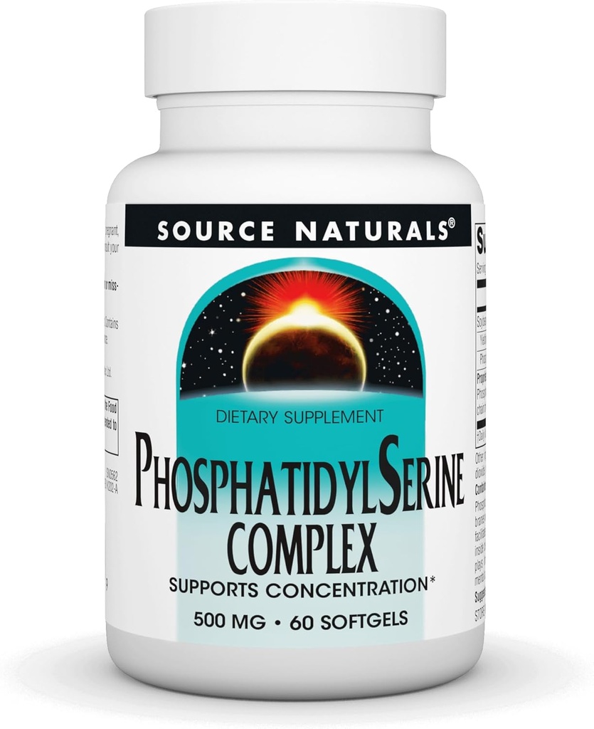 Πηγή Naturals Phosphatidyl Serine Complex Stablilised Enzyme Supplement 500mg - 100% Pure - 60 Softgels