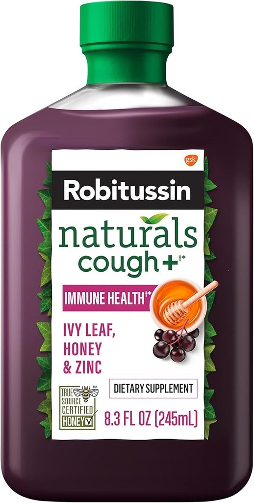 Robitussin Naturals Βήχας Plus Dietary συμπλήρωμα ανοσοποιητικής υγείας για περιστασιακή ανακούφιση βήχα και ανοσοποιητική υποστήριξη - 8.3 Oz