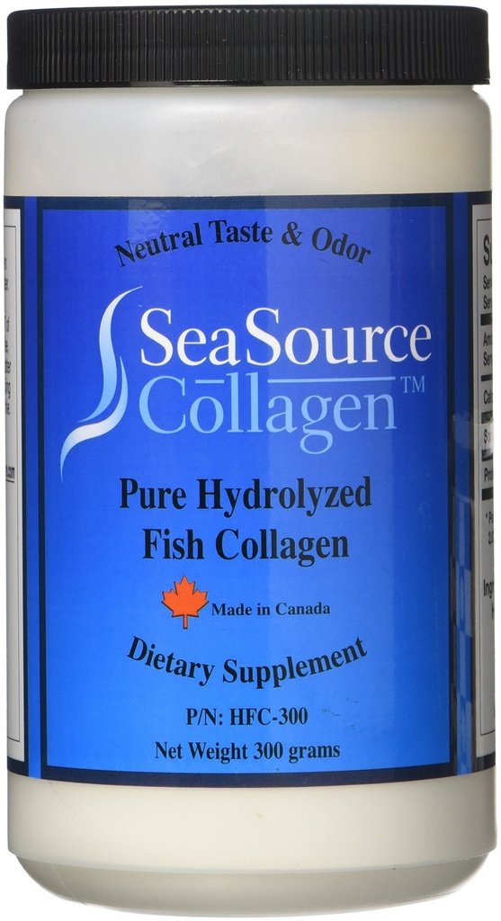 SeaSourceTM Collagen Pure HYDROLYZED Fish Collagen Dietary Supplement Powder - Made in Canada from The Skins of Wild Caught Cod.