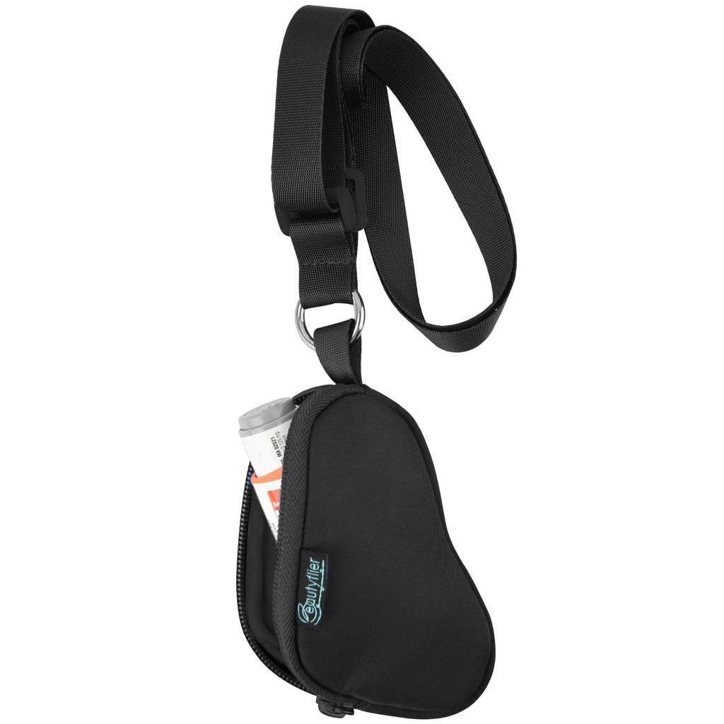 Beautyflier Asthma Inhaler περίπτωση Lanyard κάτοχος Keychain Ταξίδι Χάντι μίνι τσάντα για ενήλικες και παιδιά, δεν περιλαμβάνει Inhaler (Μαύρο)