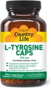Country Life L-Tyrosine 500mg with Vitamin B6 Supplement - Certified Gluten-Free, Vegetarian, Kosher, Boosts Focus & Energy, Supports Brain Health, Enhances Mental Clarity, Non-GMO - 100 Capsules