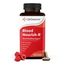 LifeSeasons Blood Nourish-R - Iron Deficiency Supplement - Υποστηρίζει αναιμία, Κόπωση, Παλαιότητα & Ζάλη - Καμία δυσκοιλιότητα - Κτίριο αίματος - Σιδήρου, Αλφάλφα, Βατόμουρο & Βιταμίνη B-12-60 Κάψουλες