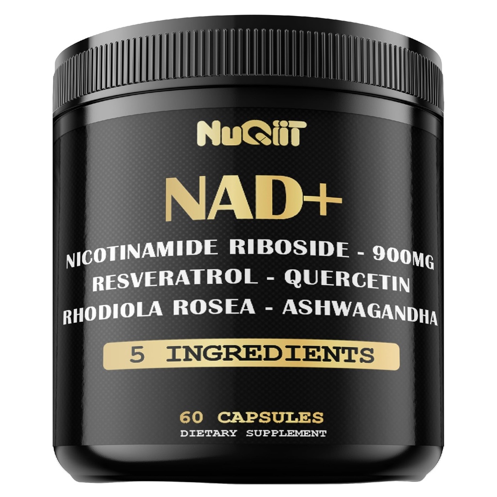 NAD+ Supplement with Nicotinamide Riboside, Resveratrol, Quercetin, Turmeric, Rhodiola Rosea - 60 Count