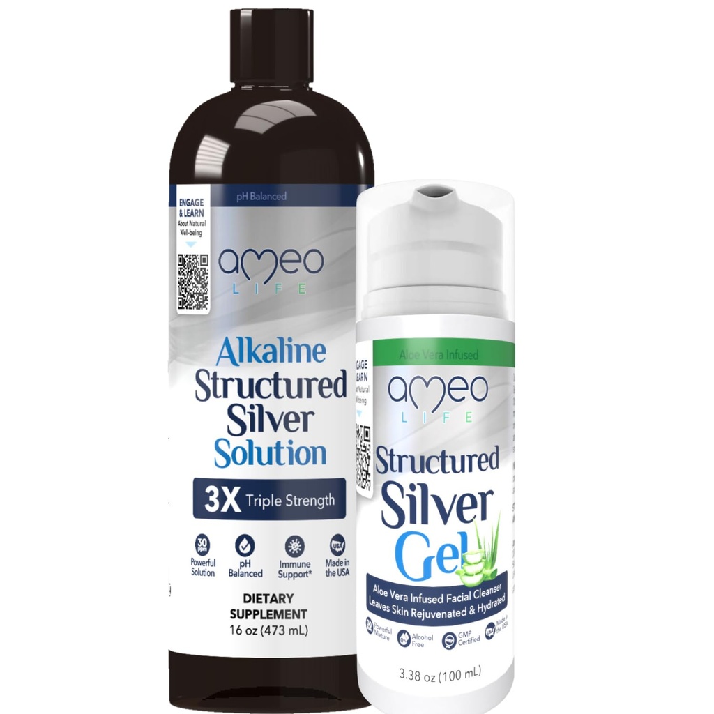 Ameo Life Colloyal Silver Gel με αλόη Vera & κολλοειδές ασημί υγρό πακέτο
