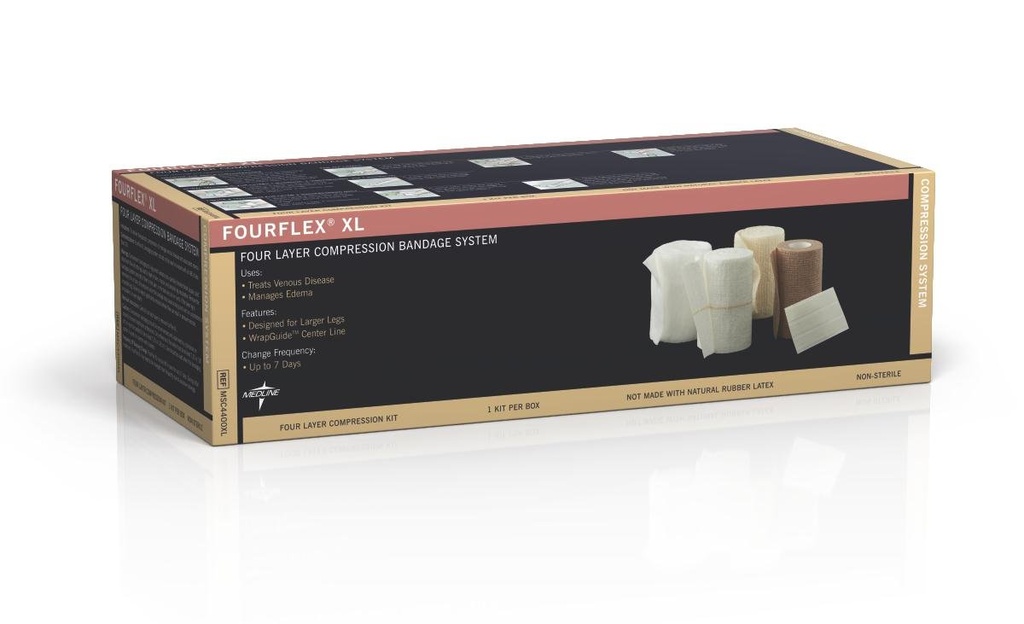 Medline Fourflex XL 4-Λευκό Σύστημα Συμπίεσης, Μέγεθος XL, Αποτελεσματικό για χρόνια  Venous Ανεπάρκεια, Περίπτωση 8 Κιτ