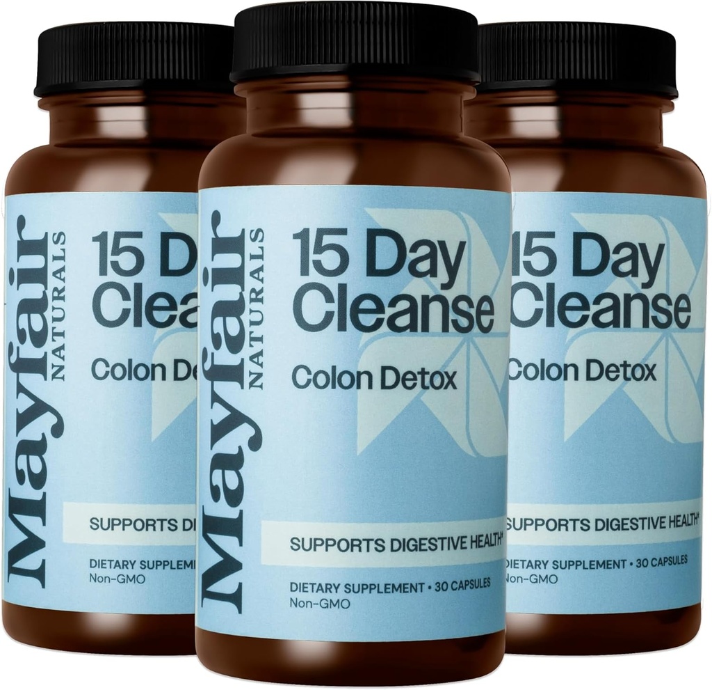 15 Ημέρα Καθαρίστε Colon Detox (3 Pack), Συμπλήρωμα Διατροφής, 30 Κάψουλες Κάθε (90 Total), Φυσικό Laxative για Δυσκοιλιότητα και Digestive Συμπλήρωμα Υγείας