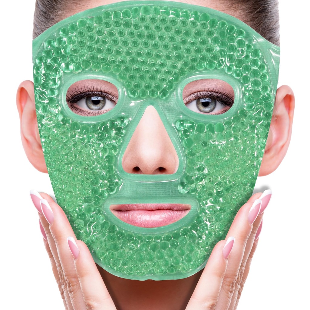 ZNÖCUETÖD Face Mask Mask Ice Pack για τη μείωση της ελαφρότητας, τσάντες κάτω από τα μάτια, Puffy Dark Circles, Ημικρανία, Hot/Cold Pack με μαλακό Plush Backing (Πράσινο # 43)