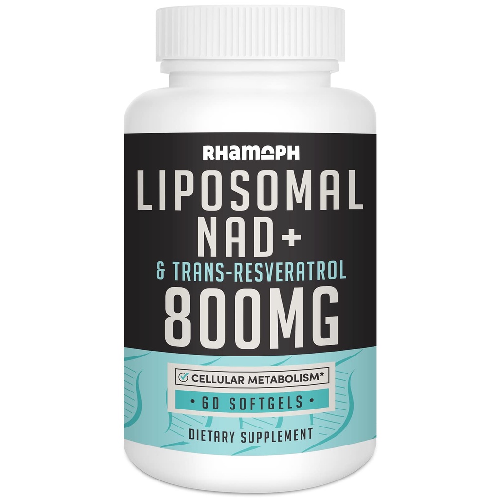 Λιποσωμική NAD+ 800 mg με Trans- ρεσβερατρόλη 300 mg, μέγιστη απορρόφηση, πραγματική NAD+ Συμπλήρωμα ενίσχυσης για υγιή γήρανση, Κυτταρική ενέργεια, επισκευή DNA, μακροζωία - 60 Softgels