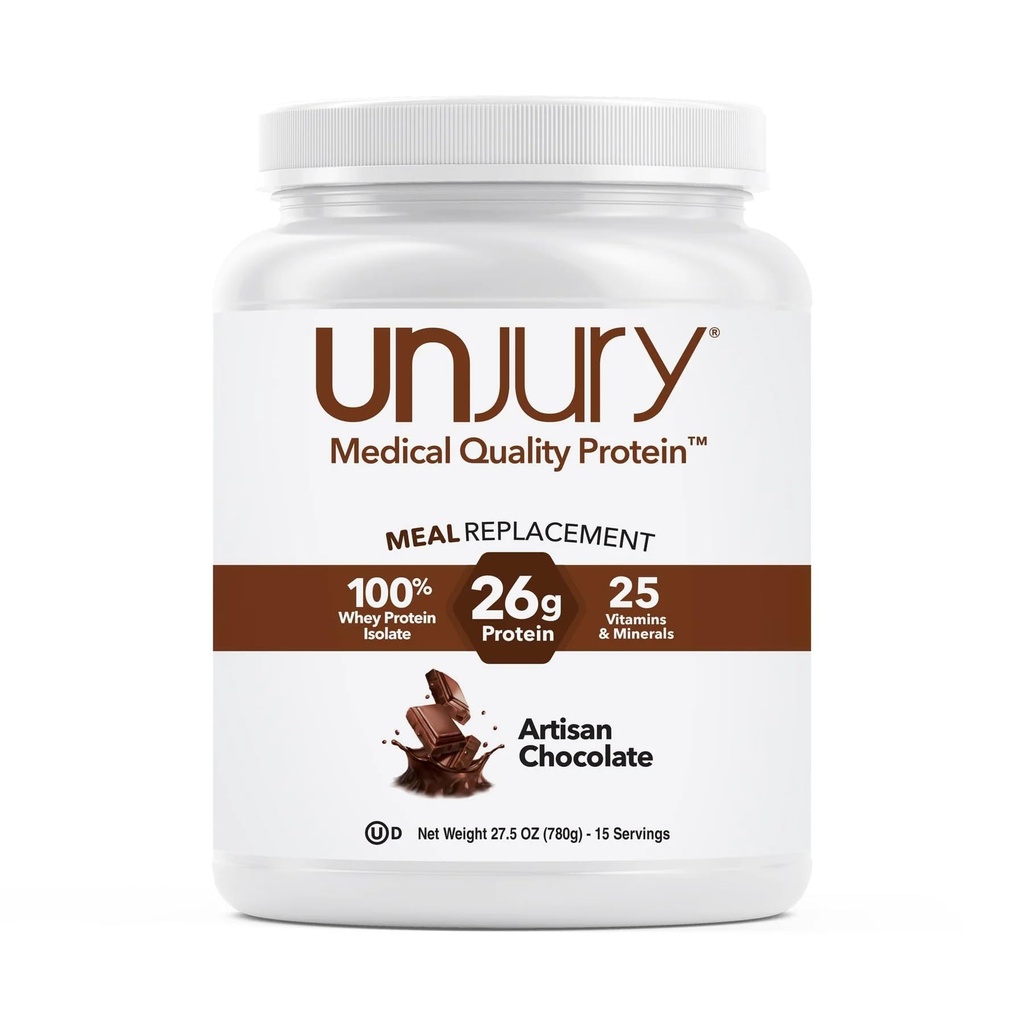 Unjury Meal Replacement Powder | Chocolate | 26g Protein | 25 Vitamins and Minerals | 100% Whey Isolate Protein Powder | Low Carb and Sugar | 15 Servings