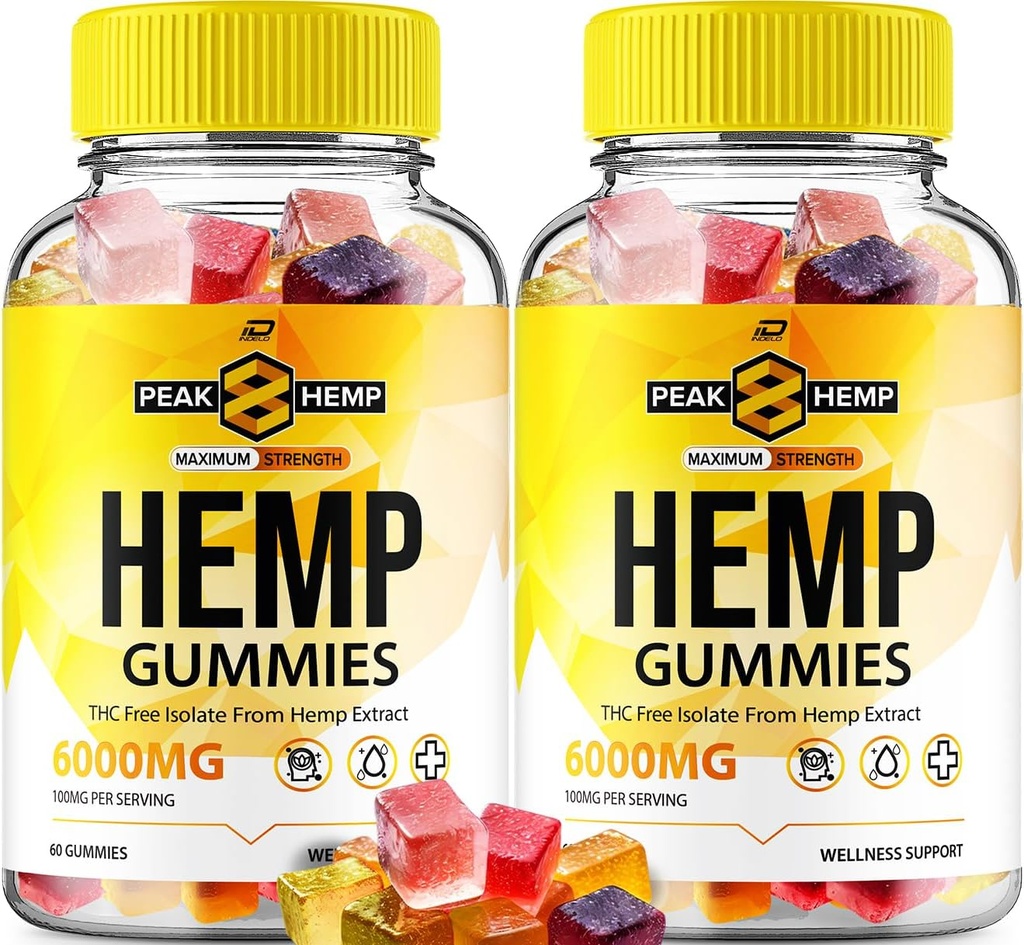 Peak 8 Hemp Gummies - with Hemp Seed Extract Peak Eight Hemp Gummies Tinnitus Herbal Supplement, Health and Wellness Support, All Natural Peak Hemp Gummy (2 Pack - 120 Gummies)