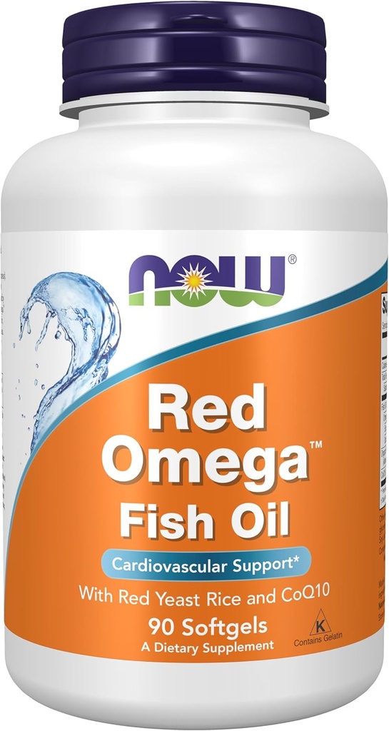 NOW Συμπληρώματα τροφίμων, Red OmegaTM με CoQ10 30 mg και Omega-3 ιχθυέλαιο, Καρδιαγγειακή Υποστήριξη*, 90 Softgels