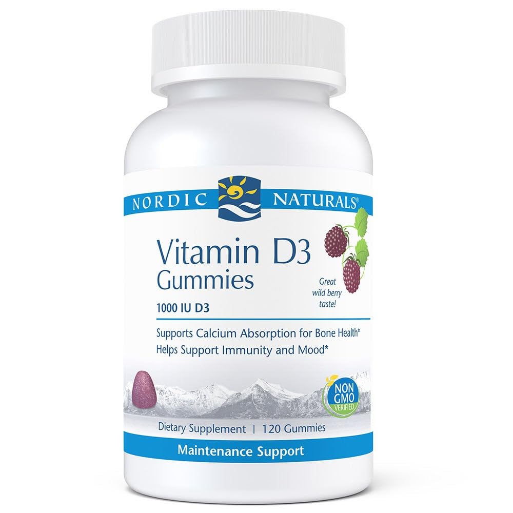 Nordic Naturals Pro Vitamin D3 Gummies, Wild Berry - 120 Gummies - 1000 IU Βιταμίνη D3 - Μεγάλη Γεύση - Υγιή οστά, Mood & ανοσοποιητικό σύστημα Λειτουργία - Μη ΓΤΟ - 120 Υπηρεσίες